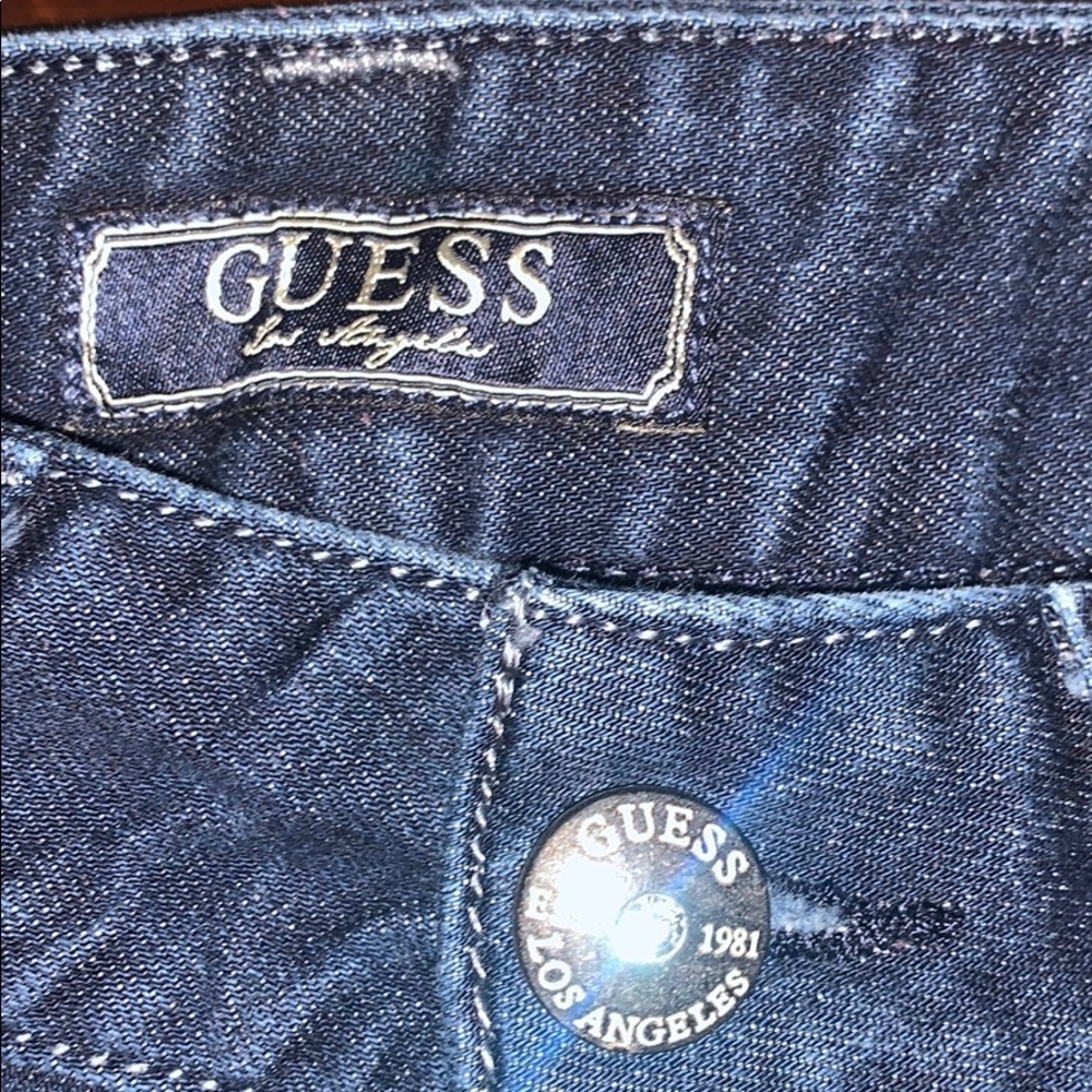 GUESS Daredevil Jeans Boot Cut Blue Straight 2000 Y2K Long Tall Riding Size 28 - Picture 3 of 7